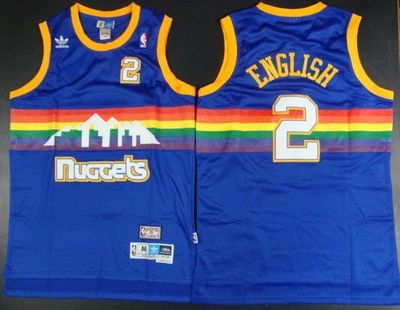 Men Denver Nuggets #2 English Blue Throwback Adidas NBA Jerseys